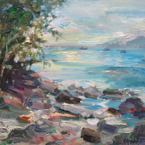 English Bay (Kits Point), 8 x 10 Oil on canvas board